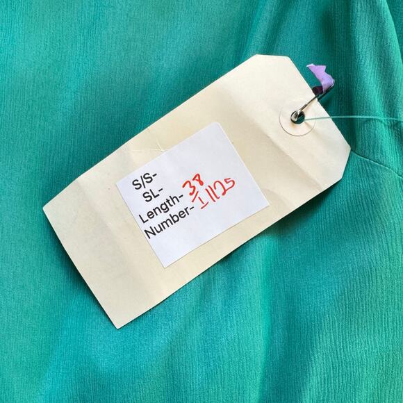 Vintage 1950s Green Chiffon Accordion Pleated Dress Cocktail BETTY INGVOLD READ - Picture 14 of 14